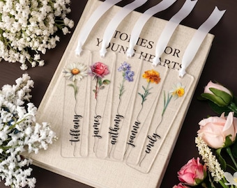 Personalized Birth Month Flower Bookmark, Floral Bookmark for Women, Bookmark Gift, Bridesmaid Proposal Gift, Birthday Gifts for Her