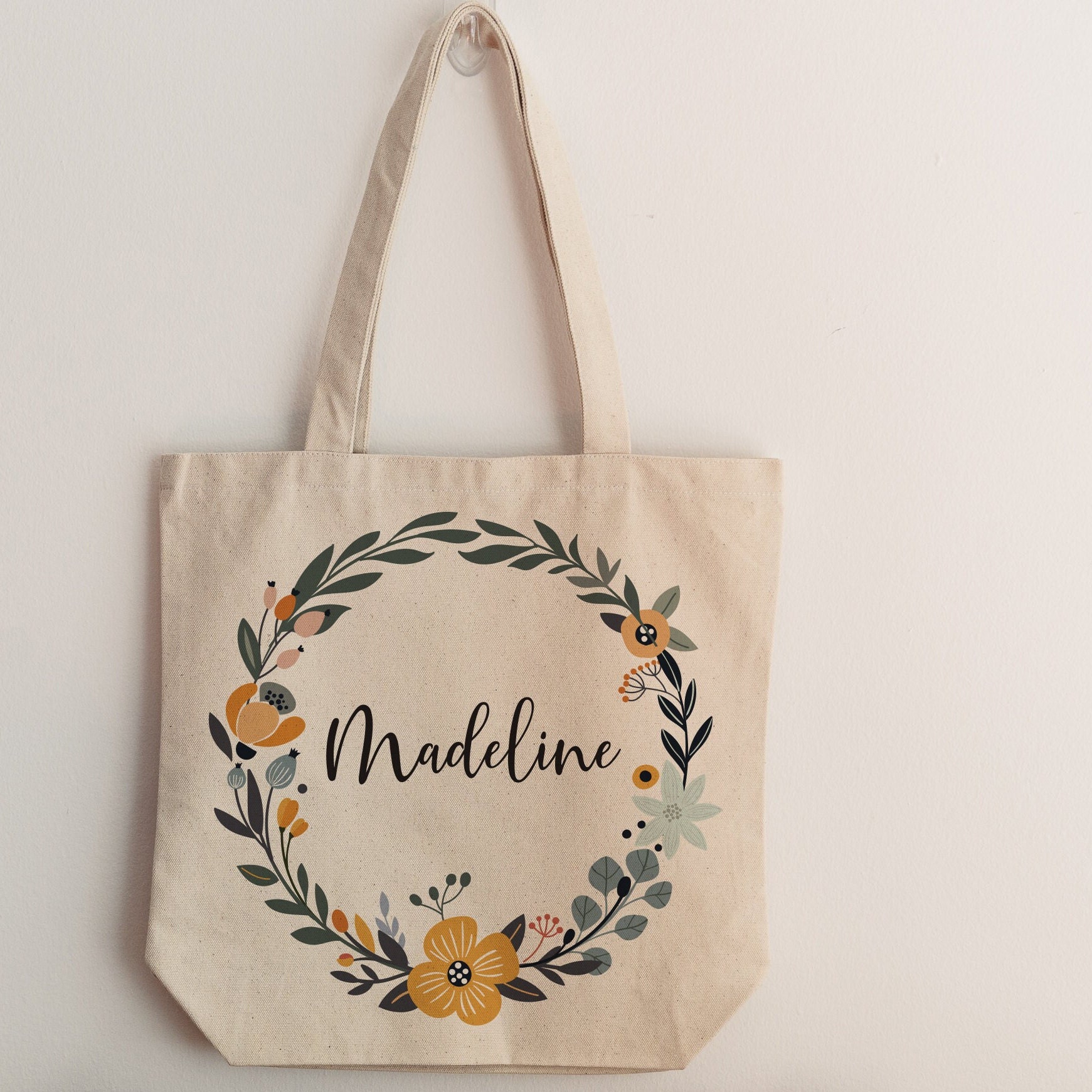 ASHLEIGH Canvas Tote Bag Bridesmaid Blushing Sprigs Tote Name Customized  Personalized Small Greenery Reusable Handbag Shoulder Grocery Shopping Bags  