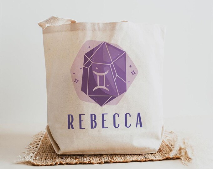 Zodiac Sign Personalized Cotton Canvas Tote Bag, Bridesmaid Gift