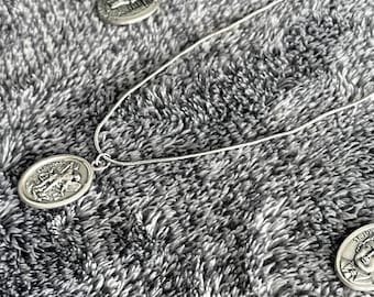 Wählen Sie Ihre Heilige Medaille - Schlangenkettenhalskette - Michael, Solanus Casey, Jose Sanchez del Rio, Miguel Pro, Thomas More - Silberton