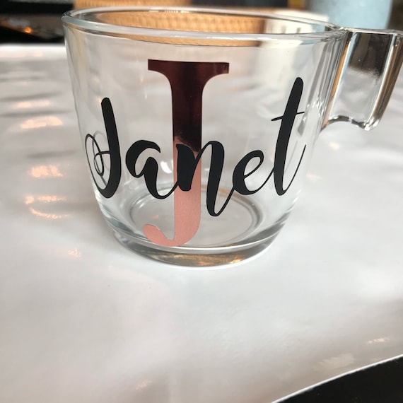 Teenage Girl Gifts Hot Chocolate Mug with Initial Custom Birthday Mug for Women Best Friend Cup Coffee Lover Valentines Mug for Women Personalised Glass Mug with Name Sleepover Party Supplies