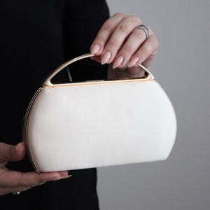 Elegant Structured Handle Clutch – Evening & Special Occasion Handbag, Satin Finish Purse for Women