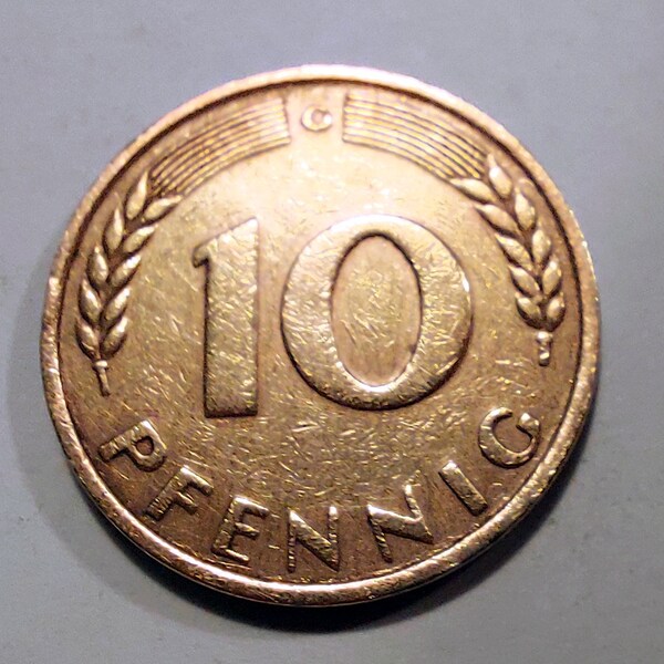 10 Pfennig Münze von 1949 G, Bank Deutscher Länder, selten