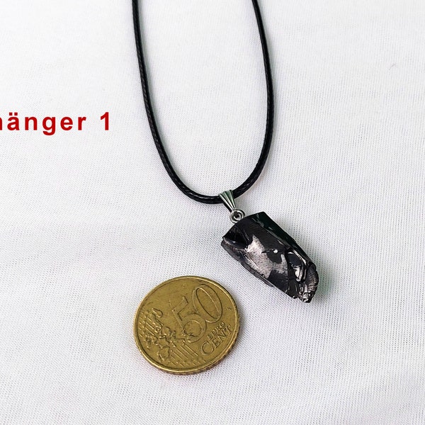 Fine shungite chain pendant faux leather strap healing stone Russia pendant shungite