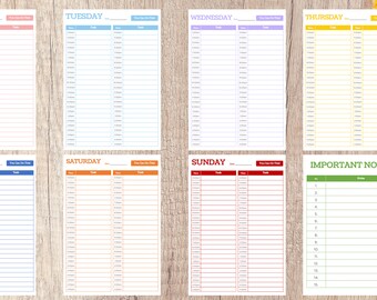 Daily Task Planner for the Week with 30 minute intervals