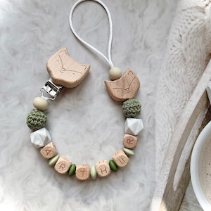 Personalized pacifier clip, fox, pacifier clip