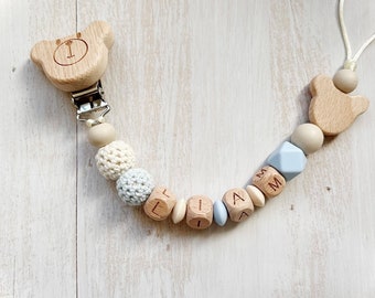 Personalized teddy bear pacifier clip
