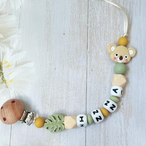Personalized pacifier clip, birth gift, koala pacifier clip