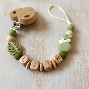 Personalized pacifier clip, birth gift, fox pacifier clip