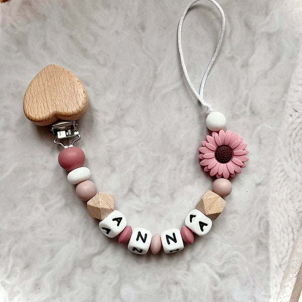 Clip chupete de flores personalizado, regalo personalizado