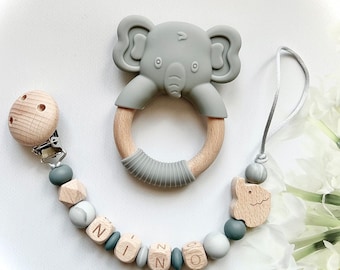 Clip per ciuccio personalizzata, clip per ciuccio con elefante grigio o l'intero set