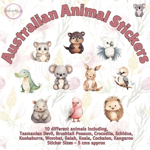 Adesivo de animal australiano, animais australianos fofos, brilhante, fosco, holográfico, adesivo de animal, pacote de adesivos, Austrália, adesivo de planejador, pequeno presente