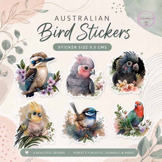 Aussie Bird Stickers: Glossy/Matte Australian Bird Set
