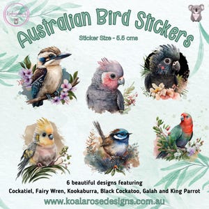 Beautiful Aussie Birds Die Cut Stickers, Set, Glossy, Matte, Cute Sticker, Laptop Sticker, Colourful Sticker Pack, Australia, Journal Decor