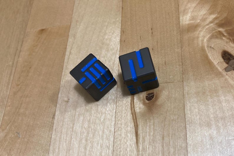 Technology Dice - Solid Metal D6 Pair of Dice Blue