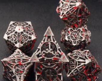 Bloody Ironfanged Dice - Solid Metal DnD Dice