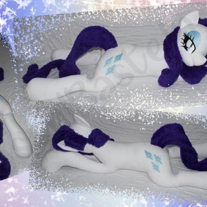 Pony, Rarity, for cuddling with or without pajamas. Approx. 130 cm long without tail.
