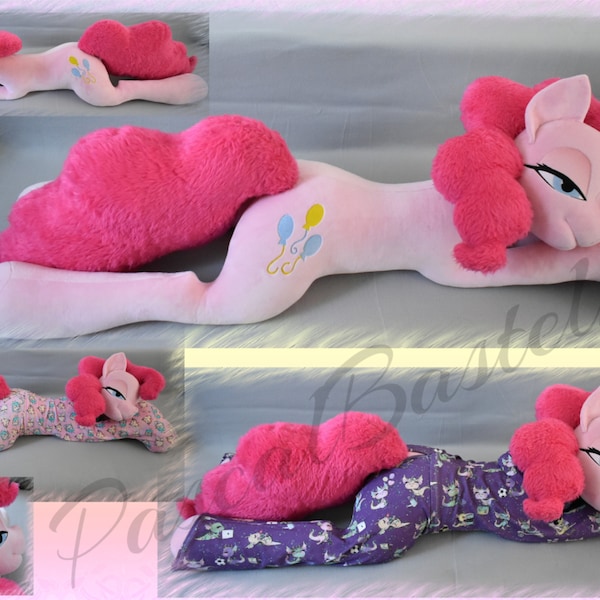 Pony, Pinkie Pie om te knuffelen met of zonder pyjama. ca. 130 cm lang zonder staart