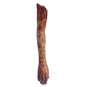 Accessoires d'horreur film sur une main de femme blessée, détails de haute qualité, zombies morts dans le sang, main de femme zombie grandeur nature pour Halloween