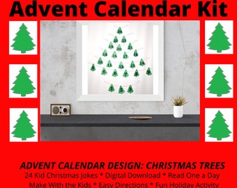 Kit de calendario de adviento navideño DIY / Actividades navideñas familiares / Chistes navideños / Cuenta regresiva navideña para niños