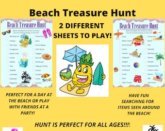 Beach Treasure Hunt Game for Kids | Scavenger Hunt (PDF)