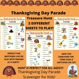 Thanksgiving Day Parade Treasure Hunt for Kids | Thanksgiving Parade Scavenger Hunt | Turkey Day Party Game