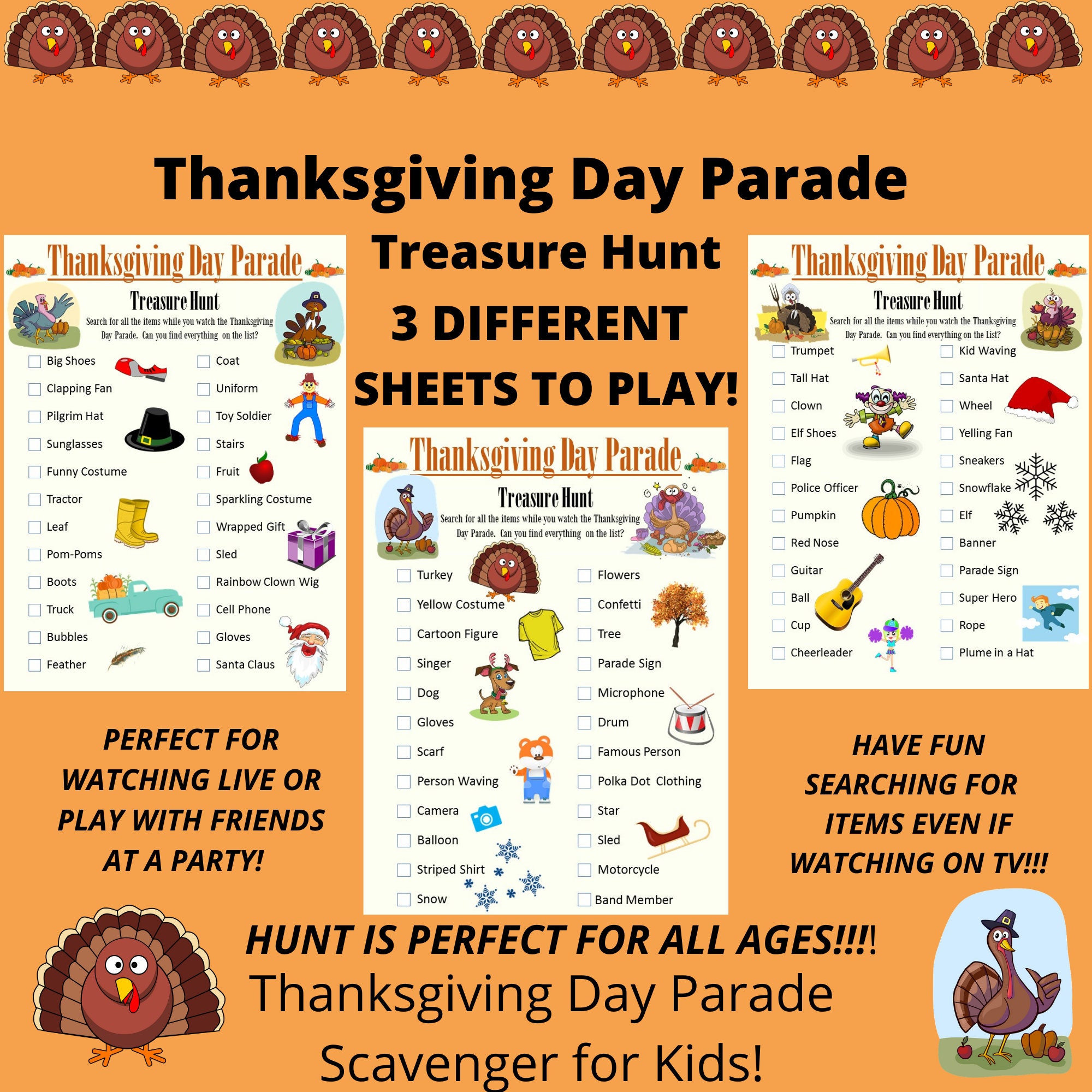 thanksgiving parade treasure hunt for kids (pdf download) - etsy