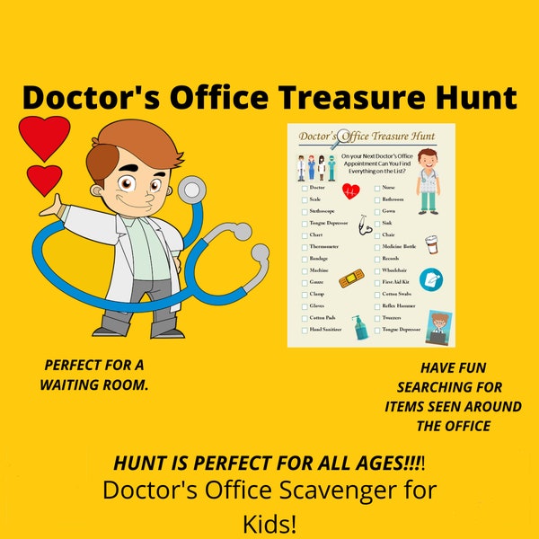 Doctor's Office Treasure Hunt for Kids | Scavenger Hunt Game | Nurse, Doctor Puzzle Activities | Educational Medical Game | Stay At Home