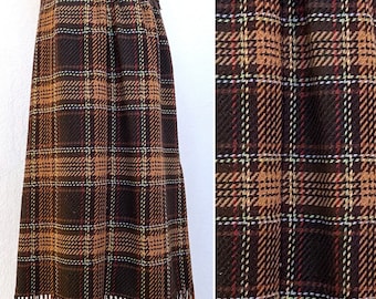 Large 1980's Vintage Plaid Skirt with Fringe
