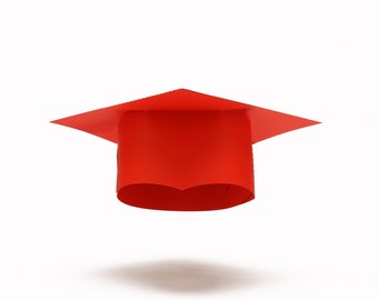 3 RED Graduation Caps. Mortarboard. 3 unit PACK