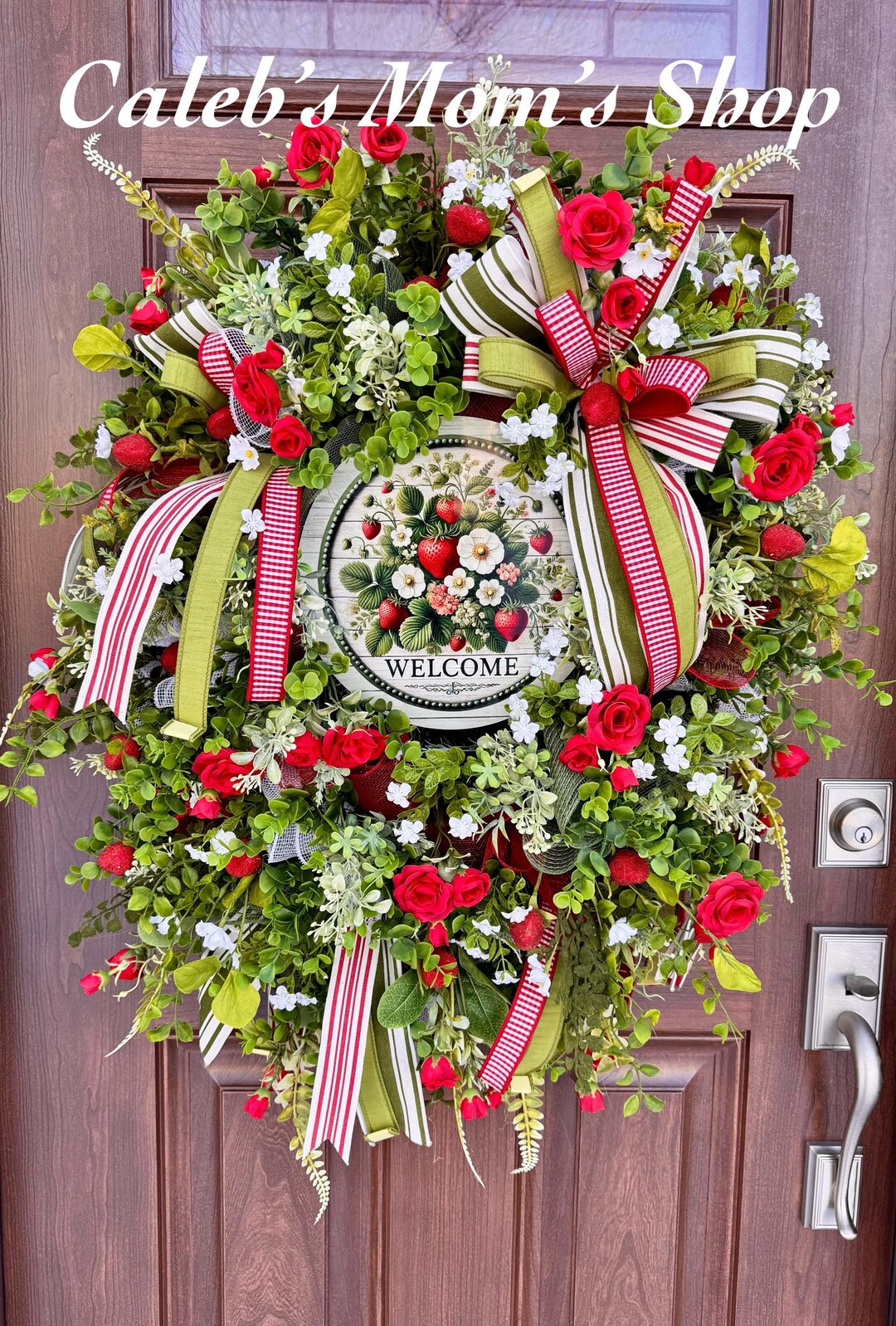 XL Strawberry Wreath, Farmhouse Floral Summer Door Decor - Etsy