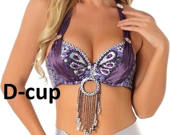 Belly Dance Beaded Bra Top Plus Size D-Cup