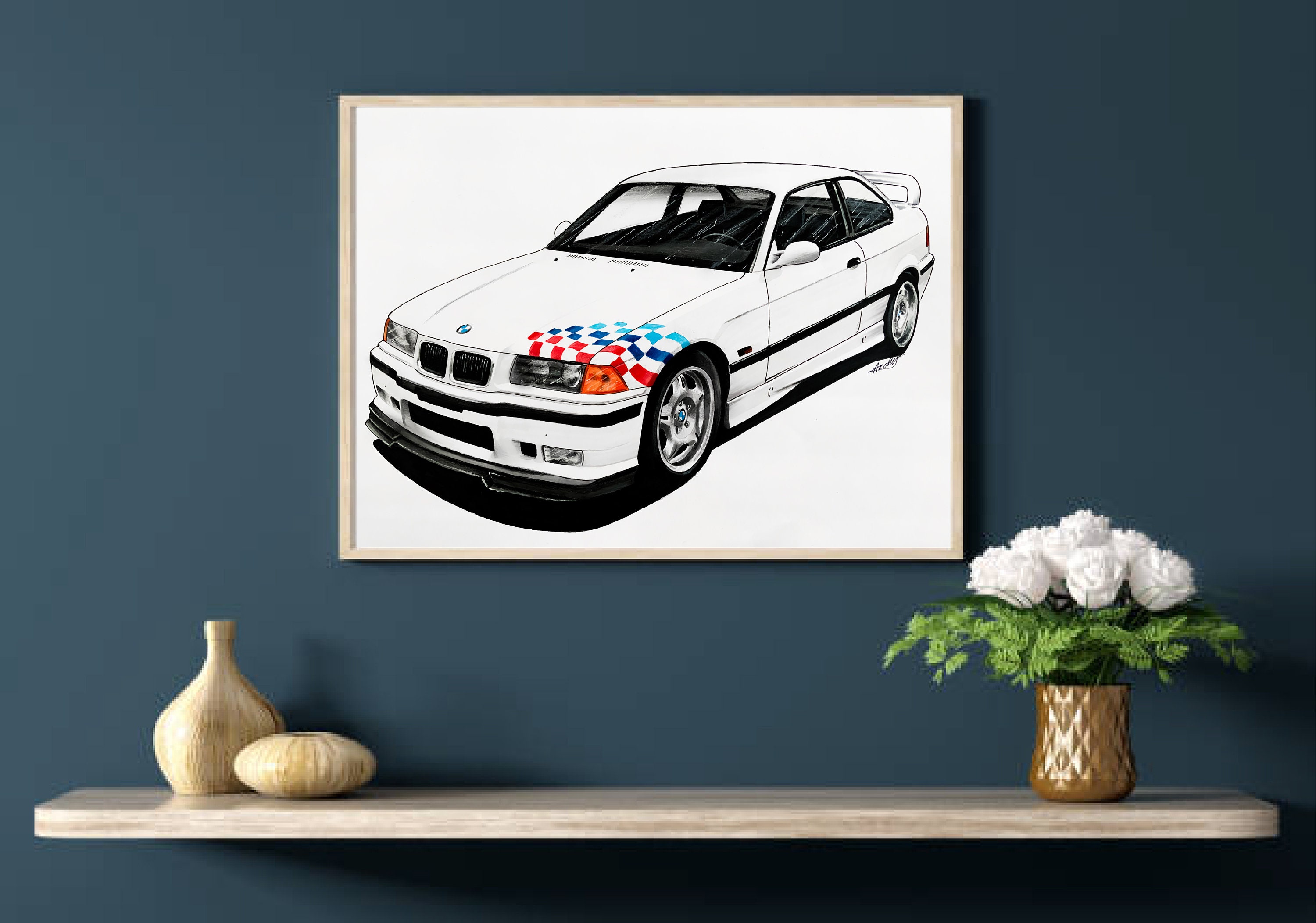 E36 BMW M3 - BMW M3 - BMW - M3 - Bmw Art - Bmw Poster - Bmw Gifts - Bmw  Prints - Car Poster - Racing Acrylic Print by Yurdaer Bes - Fine Art America