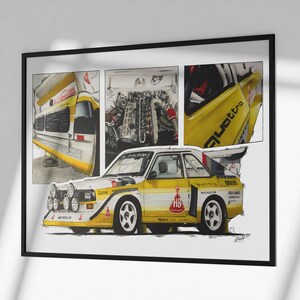 Audi Quattro S1 ポスター、Audi ラリーカー、車のポスター、ラリー ポスター、AUDI S1 ポスター、レーシング ポスター、Audi S1 イラスト、車の部屋の装飾
