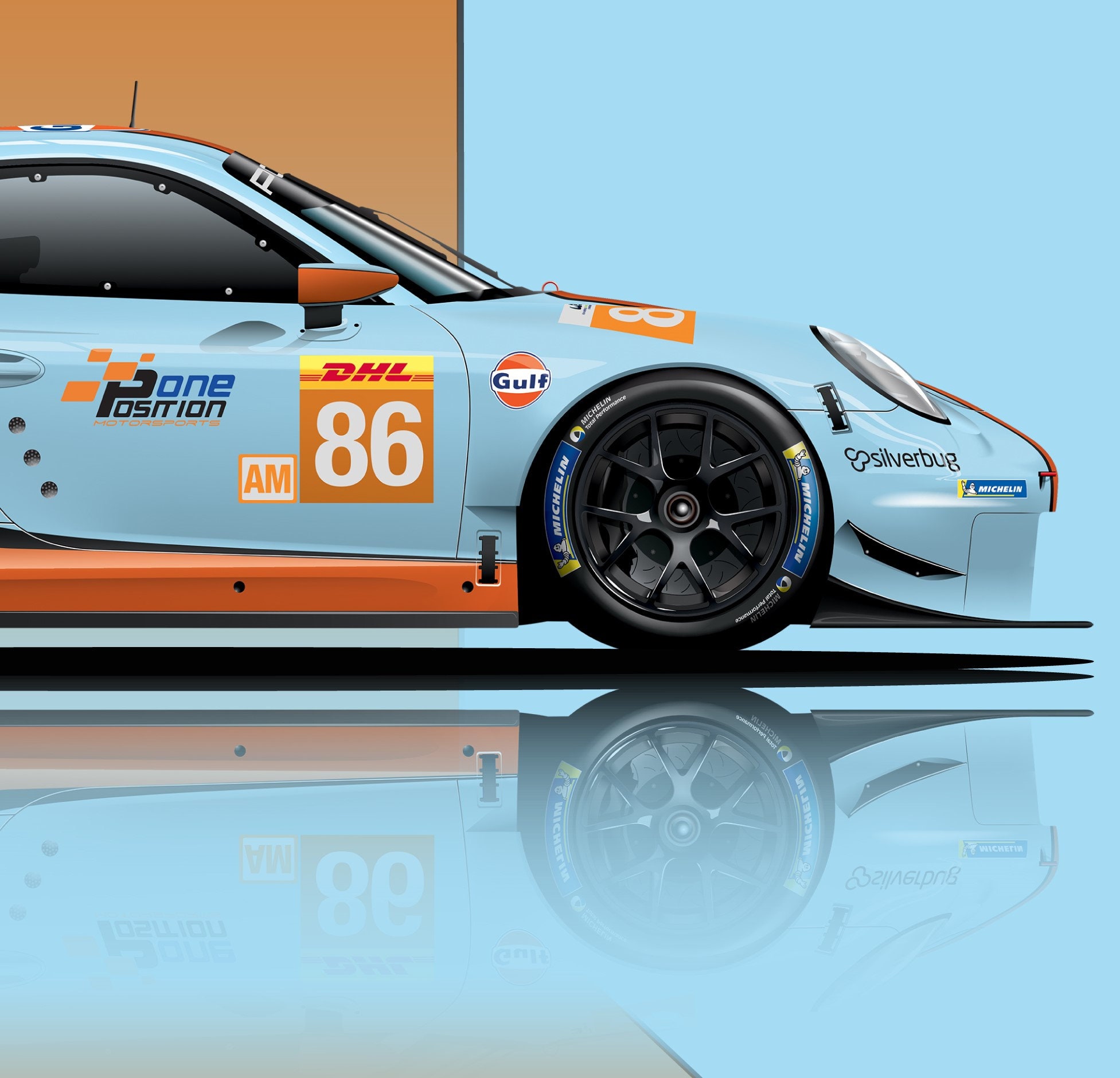 Porsche 911 RSR Racing Poster, Car Poster, Racing Wall Decor, Gulf ...