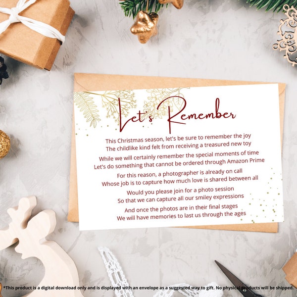 Photoshoot Gift Idea | Experience Gift | Printable Digital Poem | Adventure Gift | Minimalist Gifting | Unstuff Gifts | Christmas Gift Idea