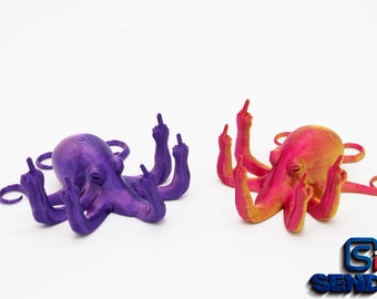 Fucktopus *Limited Edition Colors!* Middle Finger Octopus - Rude Octopus - Prank Gift - Desk Companion - 3D Printed Octopus - Octopus