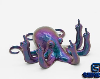 Fucktopus *Extreme Definition* Fucktopus Desk Companion - Rude Octopus - Middle Finger Prank - Desk Companion - Prank Gifts - Custom Painted