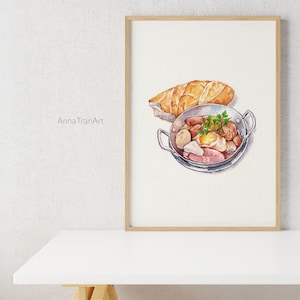Banh mi breakfast combo - Food art - Printable watercolor art - hand drawn