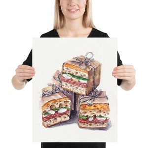 Italian sandwich trio print - Food art - Watercolor