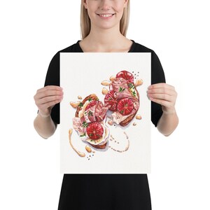 Prosciutto Toast print - Food art - Watercolor