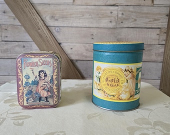 Set of (2) Vintage Reproductions Tins of the Ferry-Morse Seed Co & Gold Metal Flour Co