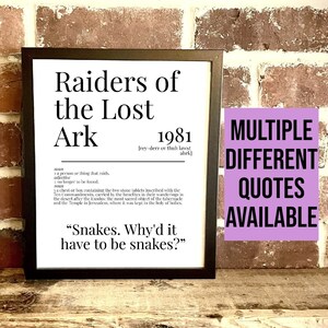 Raiders of the Lost Ark 1981 Dictionary Description Quote Movie Print Vintage A5/A4/A3 (1-4)