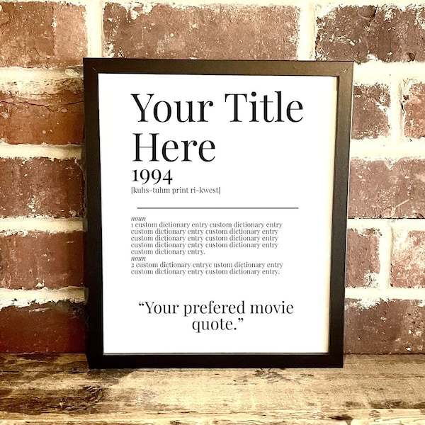 CUSTOM PRINT REQUEST Dictionary Description Quote Movie Print Vintage A5/A4/A3