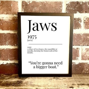 Jaws 1975 Dictionary Description Quote Movie Print Vintage A5/A4/A3