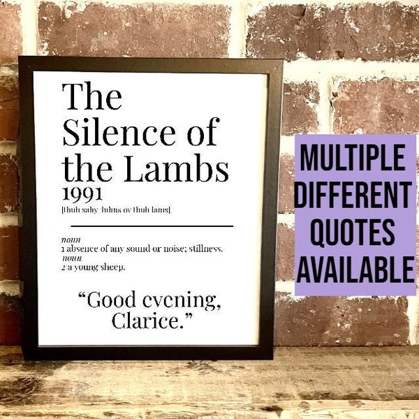 The Silence of the Lambs 1991 Dictionary Description Quote Movie Print Vintage A5/A4/A3 (1-4)