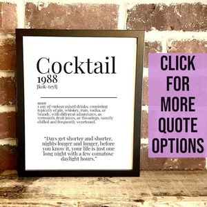 Cocktail 1988 Dictionary Description Quote Movie Print Vintage A5/A4/A3 (1-3)