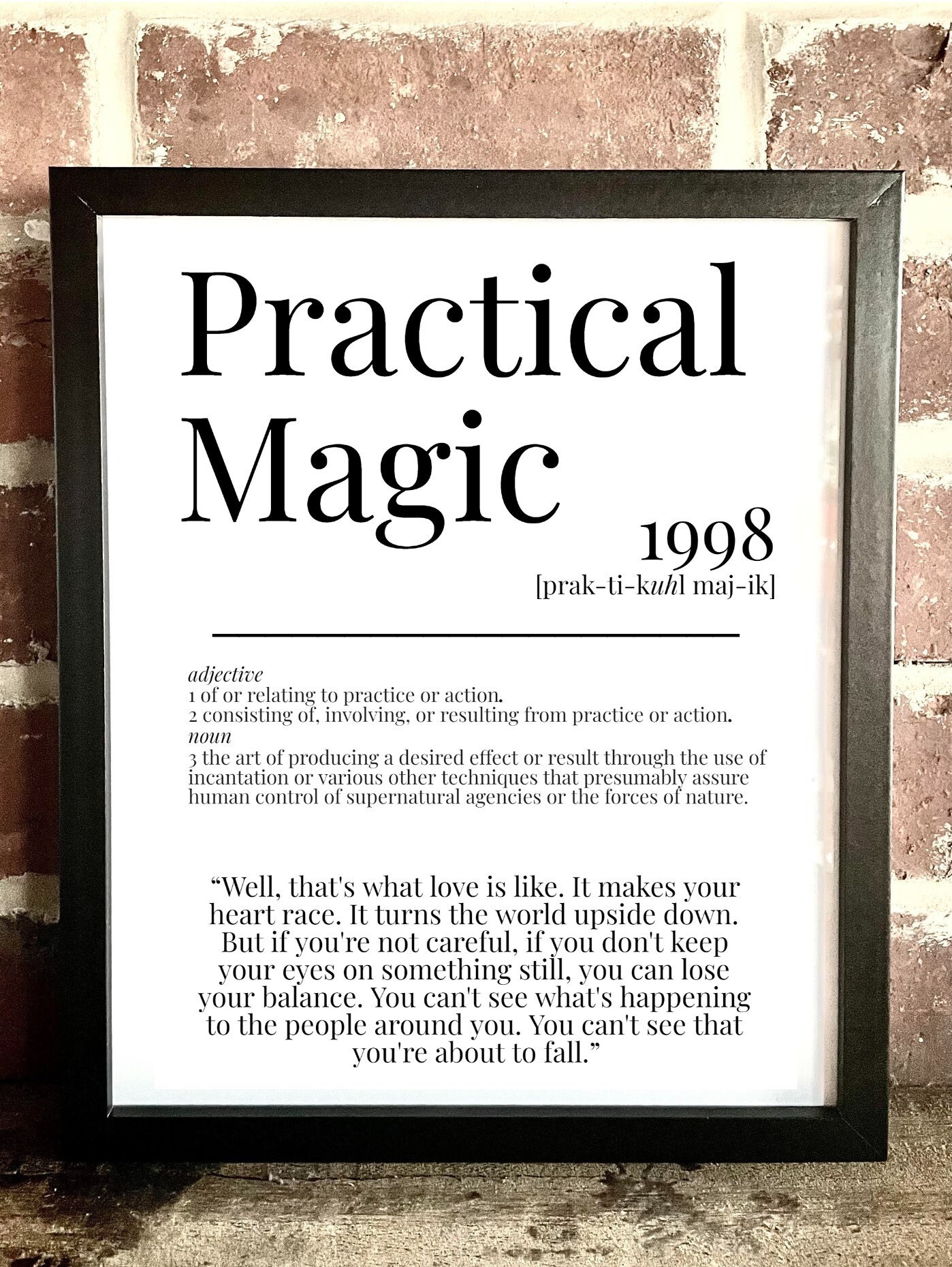 Practical Magic 1998 Dictionary Description Quote Movie Print Vintage ...