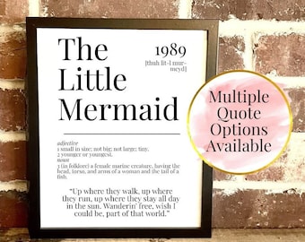 The Little Mermaid Dictionary 1989 Description Quote Movie Print Vintage A4/A5 (5-7)