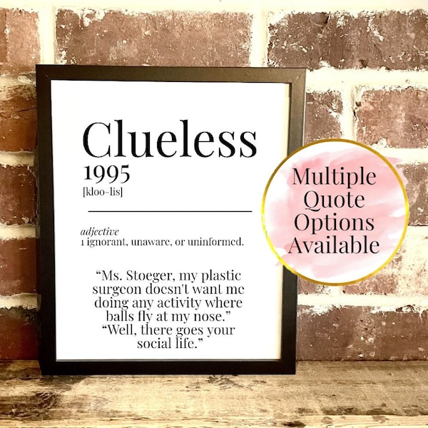 Clueless 1995 Wörterbuch Beschreibung Zitat Film Druck Vintage A5/A4/A3 (5-8)
